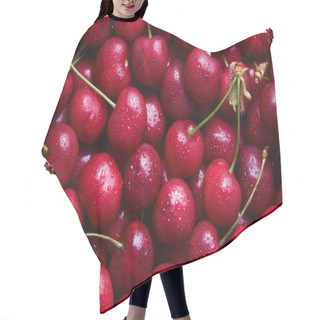 Personality  Fresh Red Cherries With Drops Of Water  Hair Cutting Cape