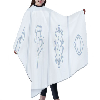 Personality  Set Line Syringe, Virus, Gut Constipation And Blindness. White Square Button. Vector. Hair Cutting Cape