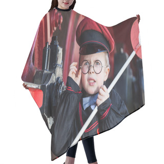 Personality  Upset Little Railroad Conductor Hair Cutting Cape