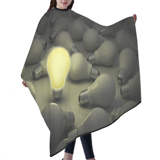 Personality  One Glowing Light Bulb Standing Out From The Unlit Incandescent Bulbs Hair Cutting Cape