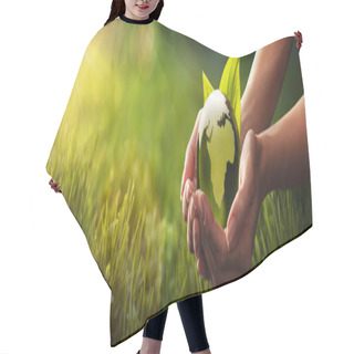 Personality  Green Planet In Your Hands. Environment Concept Hair Cutting Cape