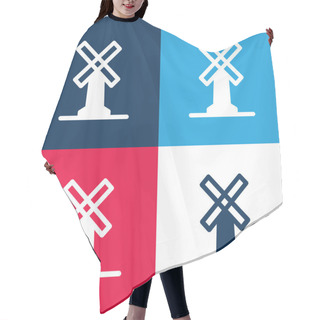 Personality  Big Windmill Blue And Red Four Color Minimal Icon Set Hair Cutting Cape