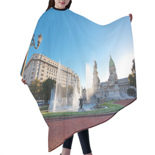 Personality  Building Of Congress And The Fountain In Buenos Aires, Argentina Hair Cutting Cape