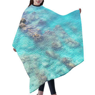 Personality  Top View Of Transparent Shallow Turquoise Ocean Sea Water Surface And Rock At Andaman Sea Indian Ocean In Summer. Hair Cutting Cape
