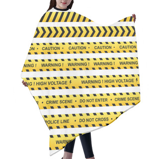 Personality  Set Of Yellow Warning Ribbons Hair Cutting Cape
