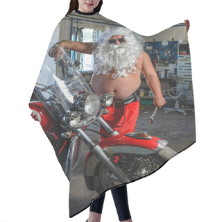 Personality  Santa On A Motorcycle Hair Cutting Cape