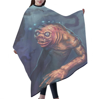 Personality  Orange Sea Creature Monster Character Swimming In A Blue Underwater Environment - Digital Fantasy Illustration Hair Cutting Cape