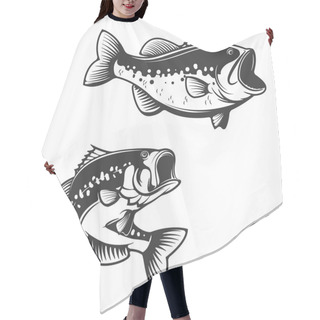 Personality  Sea Bass Fish Silhouettes Isolated On White Background. Design E Hair Cutting Cape