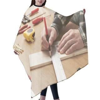 Personality  Man Working On A DIY Project Hair Cutting Cape