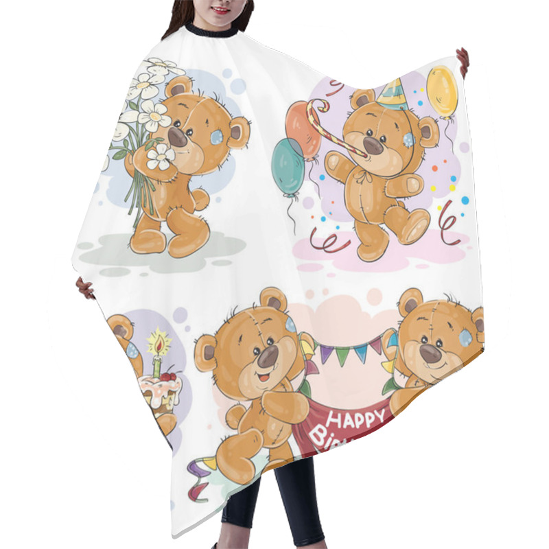 Personality  Clip Art Illustrations Of Teddy Bear Wishes You A Happy Birthday Hair Cutting Cape