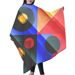 Personality  Neo Memphis Geometric Pattern With Circles, Squares And Lines. Pop Art Abstract Background For Covers, Banners, Flyers And Posters And Other Templates Hair Cutting Cape