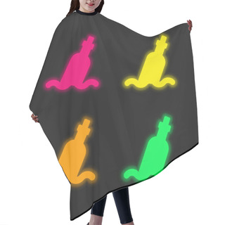 Personality  Bottle Four Color Glowing Neon Vector Icon Hair Cutting Cape