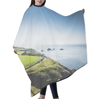 Personality  Scenic View Of Agricultural Field By Sea And Sky, Brittany, France Hair Cutting Cape