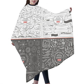 Personality  Large Collection Of Hand Drawn Vector Design Elements Hair Cutting Cape