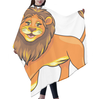 Personality  Cartoon Smiling Lion Isolated On White Hair Cutting Cape