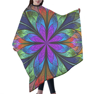Personality  Multicolored Symmetrical Fractal Flower In Stained-glass Window  Hair Cutting Cape