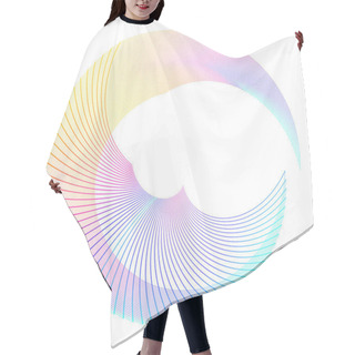 Personality  Wave Sign. Wavy 3d Icon. Half Round Many Lines Image. Vector Illustration Eps 10 Logo For Web Design, Brochure & Presentation. Black White & Rainbow Tone Pattern Isolated On White Background. Hair Cutting Cape