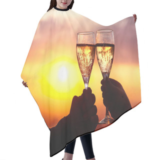 Personality  Glasses With Champers At Sunset Hair Cutting Cape