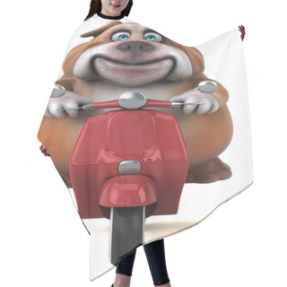 Personality  Fun Bulldog On Scooter - 3D Illustration Hair Cutting Cape