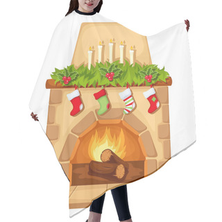 Personality  Christmas Fireplace. Vector Illustration. Hair Cutting Cape