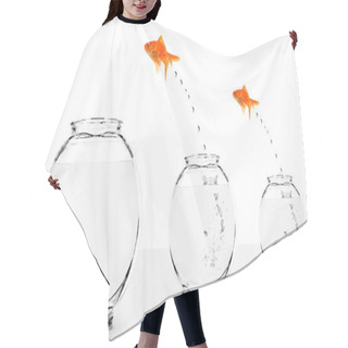 Personality  Two Goldfish Jumping To Bigger Fishbowls Hair Cutting Cape