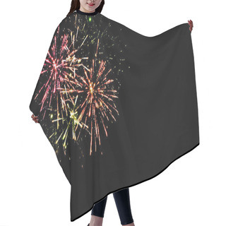 Personality  Colorful Traditional Fireworks In Night Sky, Isolated On Black Hair Cutting Cape