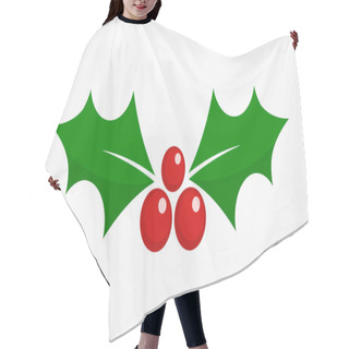 Personality  Christmas Holly Berry Leaf Icon. Vector Illustration. Hair Cutting Cape
