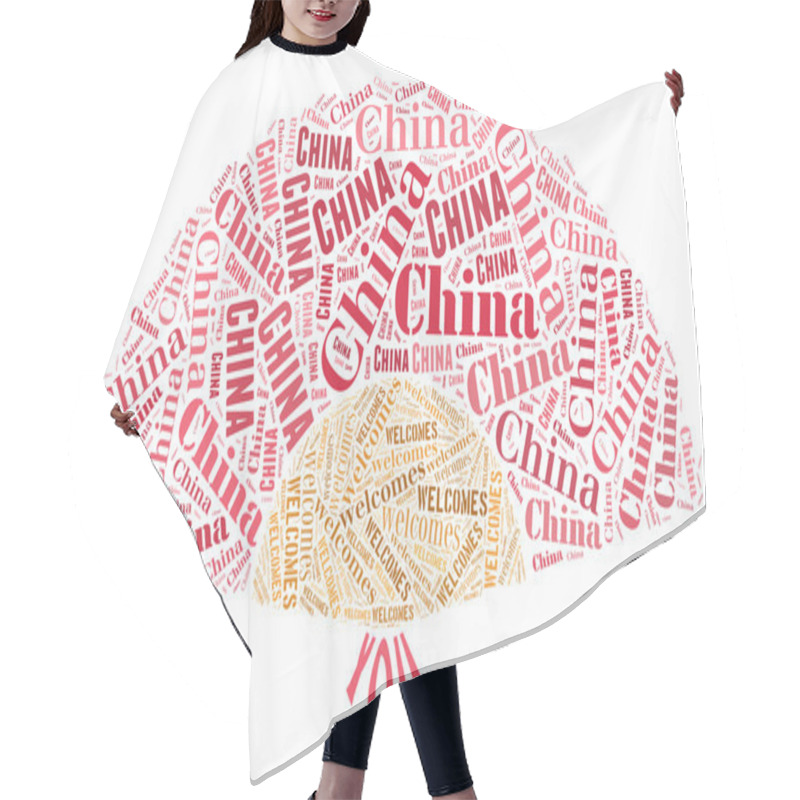 Personality  Chinese Fan hair cutting cape