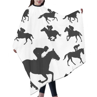 Personality  Racing Horses And Jockeys Silhouettes 2 Hair Cutting Cape