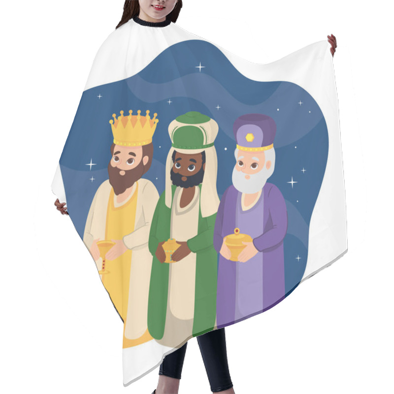 Personality  Three King Men And Gifts Epiphany Isolated Hair Cutting Cape