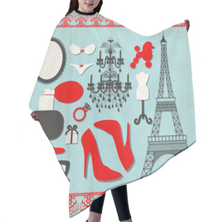 Personality  Vector Set Of Various Icons About France Hair Cutting Cape