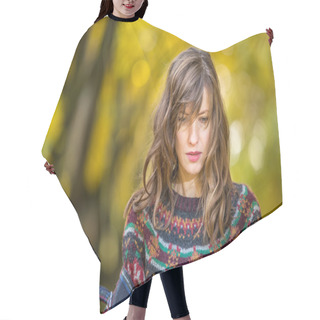 Personality  Sad Woman In Autumn Scenery Hair Cutting Cape