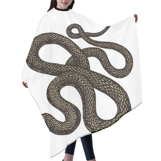 Personality  Python In Vintage Style On A Black Background. Serpent Or Poisonous Viper Snake. Engraved Hand Drawn Old Reptile Sketch For Tattoo, Sticker Or Logo Or T-shirts. Hair Cutting Cape