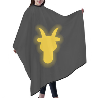 Personality  Aries Bull Head Front Shape Symbol Yellow Glowing Neon Icon Hair Cutting Cape