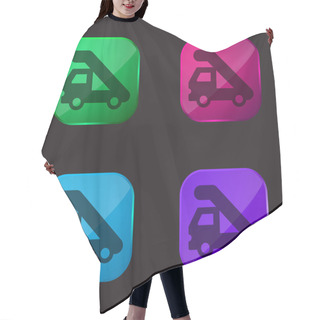 Personality  Airport Truck Four Color Glass Button Icon Hair Cutting Cape