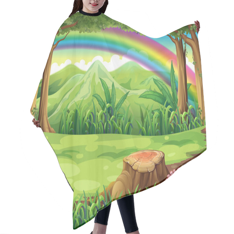 Personality  A rainbow and a forest hair cutting cape