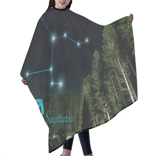 Personality  Dark Landscape With Trees, Night Starry Sky And Sagittarius Constellation Hair Cutting Cape
