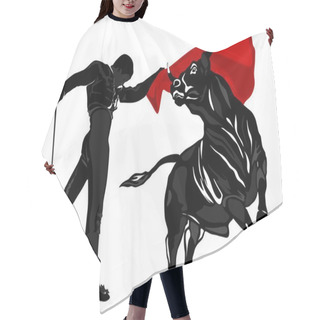 Personality  Black And White Bull With Matador Hair Cutting Cape