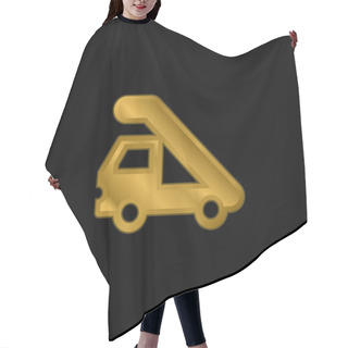 Personality  Airport Truck Gold Plated Metalic Icon Or Logo Vector Hair Cutting Cape