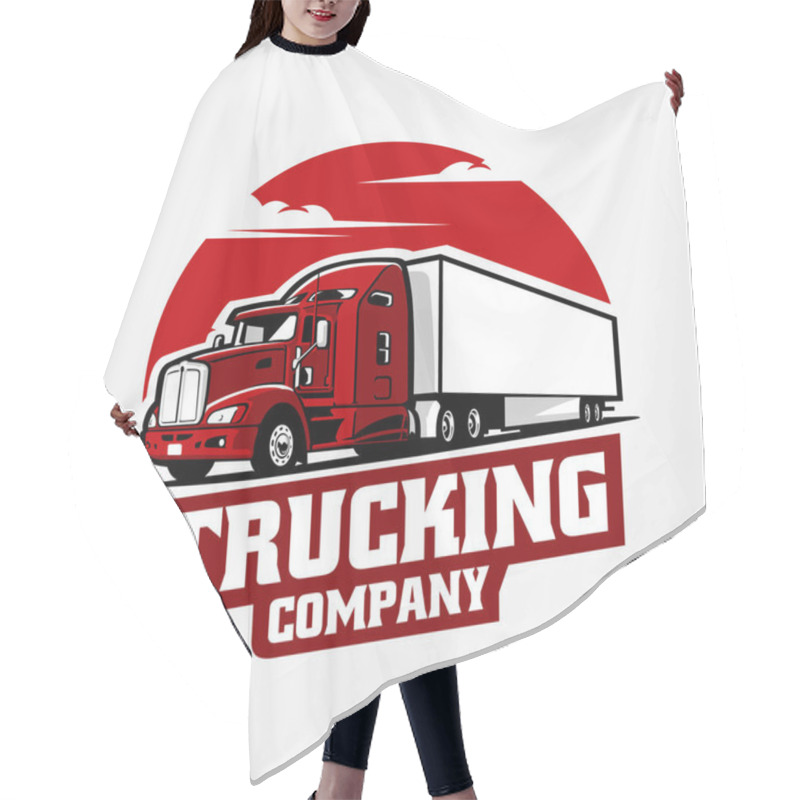 Personality  Semi Truck Big Rig 18 Wheeler Vector Silhouette Art Illustration Isolated Hair Cutting Cape