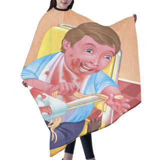 Personality  Illustration Of Kid Mess Hair Cutting Cape