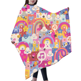 Personality  Clouds, Birds, Rainbows And Hearts Pattern Hair Cutting Cape