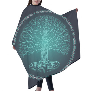 Personality  Druidic Yggdrasil Tree, Round Dark Gothic Logo. Ancient Book Style Hair Cutting Cape