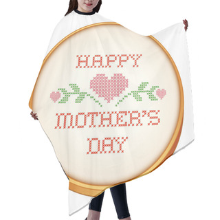 Personality  Mothers Day Cross Stitch Embroidery, Hearts And Flowers On Retro Wood Needlework Hoop Hair Cutting Cape