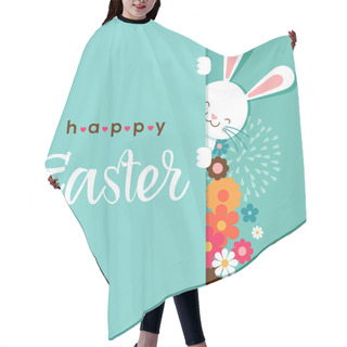 Personality  Colorful Happy Easter Greeting Card With Rabbit, Bunny, Eggs And Banners Hair Cutting Cape