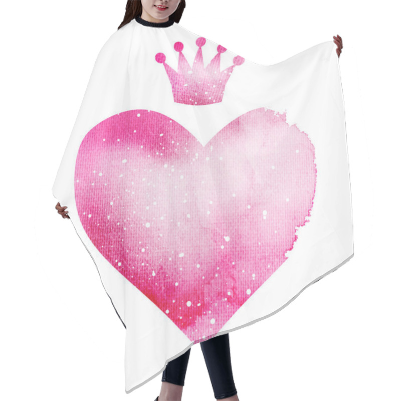 Personality  Watercolor Heart With Crown Hair Cutting Cape