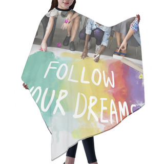 Personality  People Drawing Banner On Floor Hair Cutting Cape