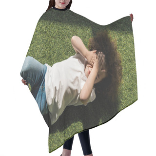 Personality  Girl Lying On Grass Hair Cutting Cape
