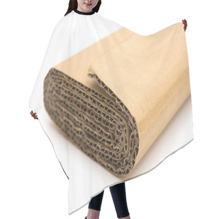 Personality  Piece Of Folded Cardboard Corrugated On A White Background Hair Cutting Cape
