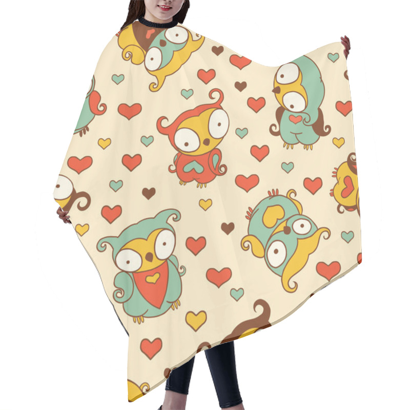 Personality  Cute Owls Pattern Hair Cutting Cape